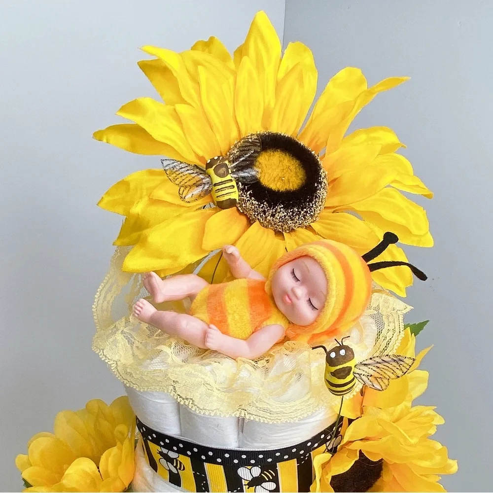 Bumblebee Sunflowers Diaper Cake